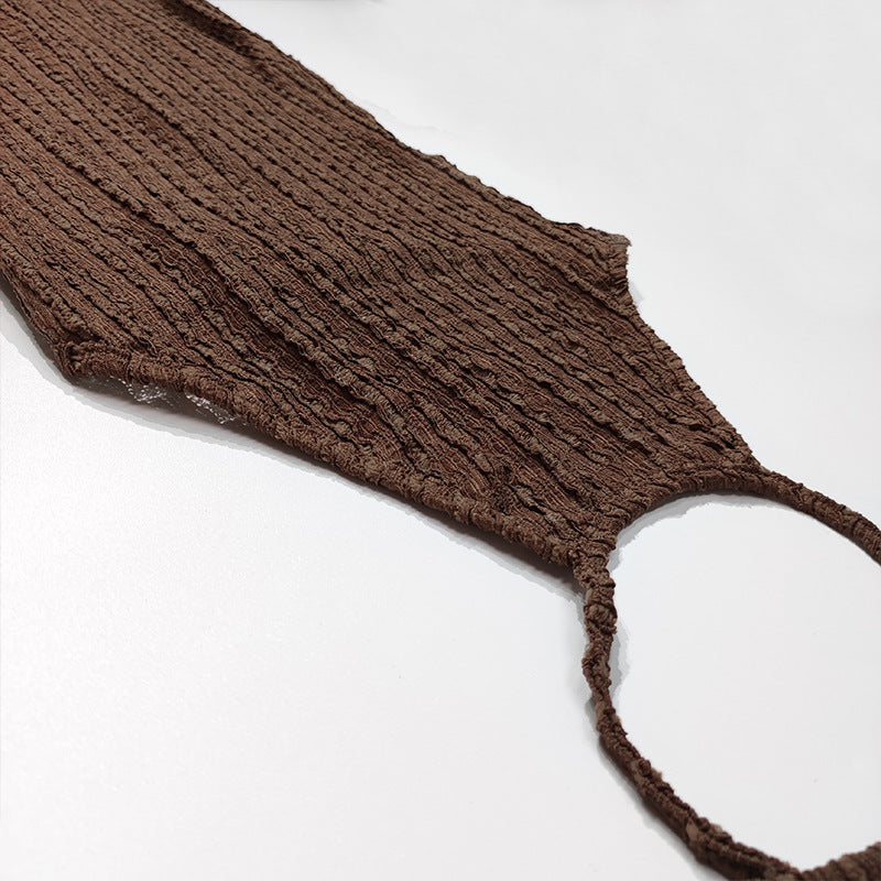 Summer Sexy Halter Neck Low Back Sleeveless Tight Fitting Long Solid Color Knitting Dress For Women 11