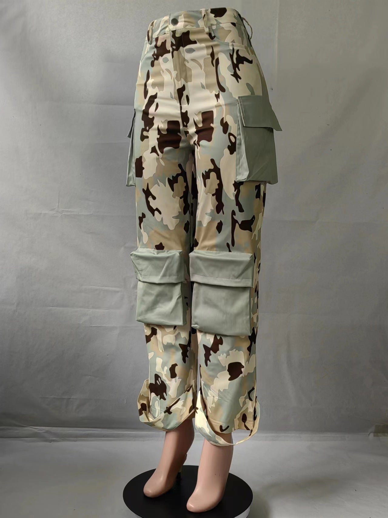 Women's High Waist Loose Straight Camouflage Printed Multi-Pocket Fashion Streetwear Cargo Pants 14