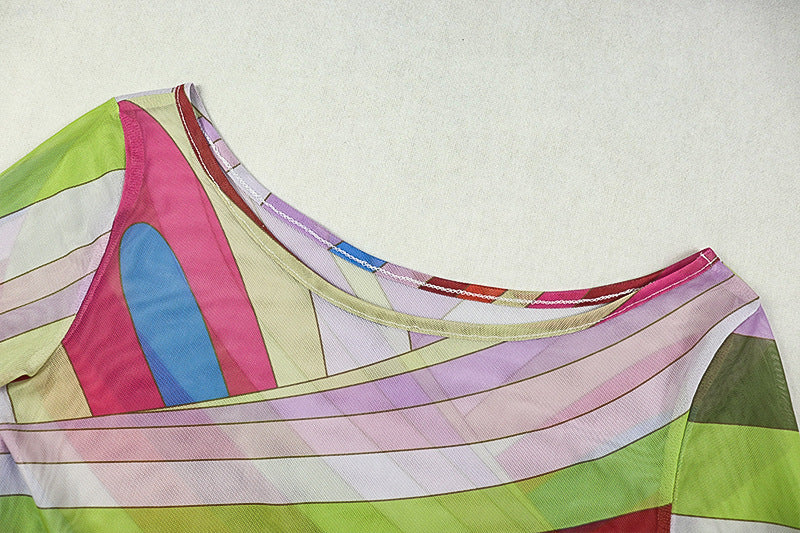 Chic Women's Color-Block Off Shoulder Elegant Long Dress 10