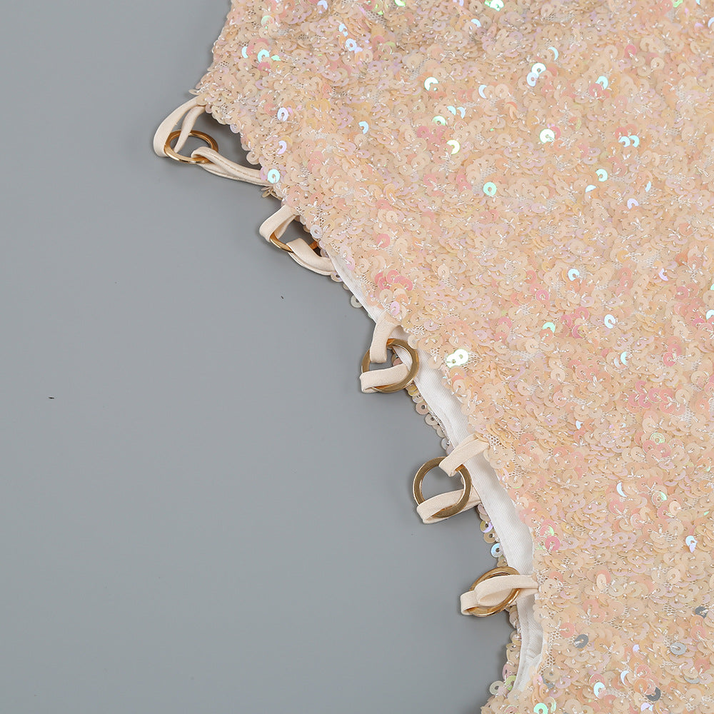 Women halter v-neck sexy sequin formal party Evening Dress 15