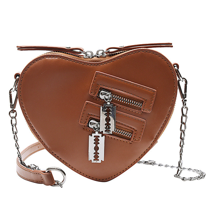 Women Style Heart Print Chain Pu Small Shoulder Bag Heart Print Bag 7