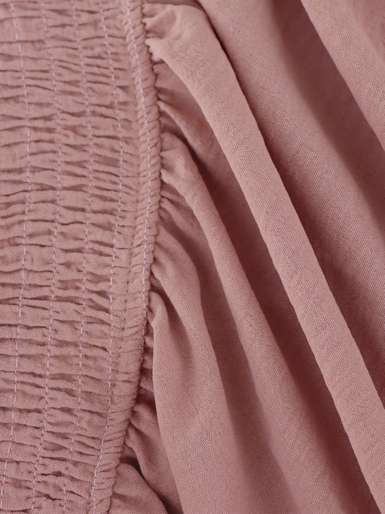 Solid Color Pleated Waist Casual Midi Dress 15