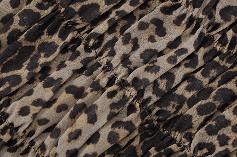 Women summer sexy leopard print lace Halter Neck Top And Ruffles shorts two-piece set 13