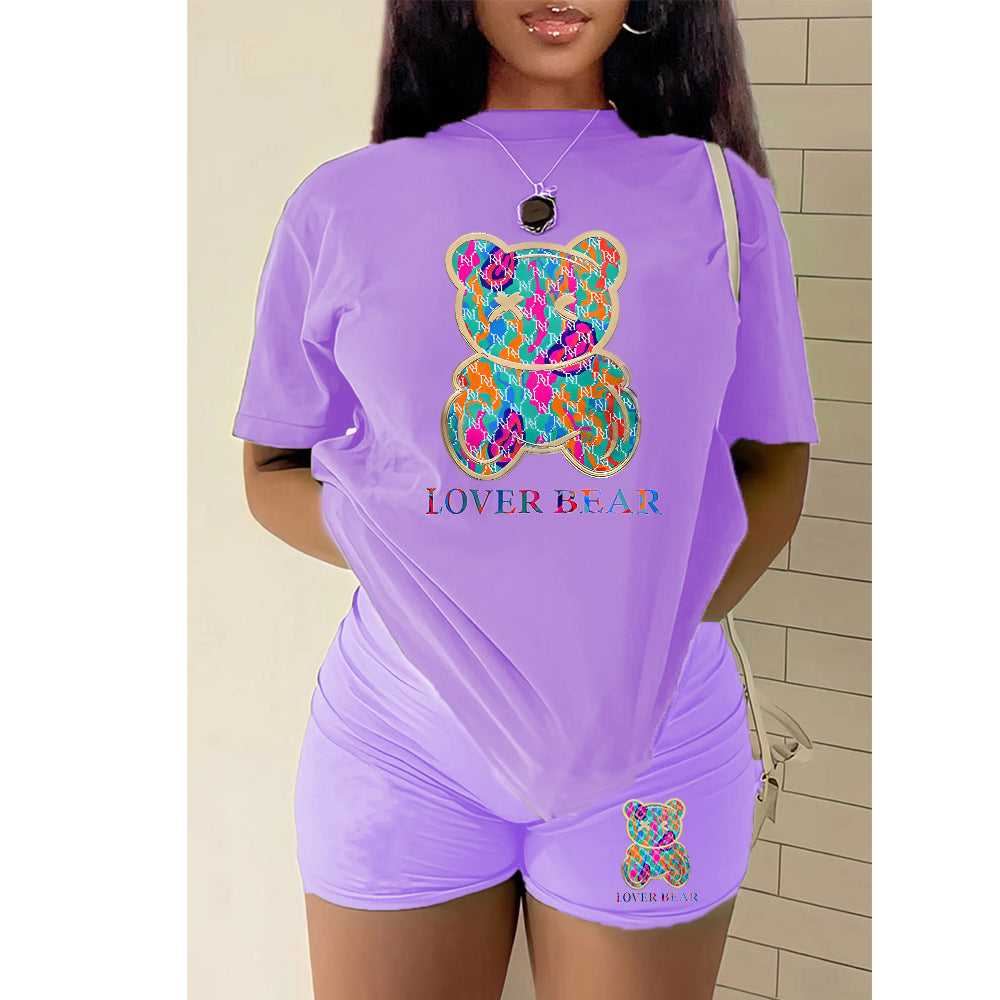 Women's T-shirt shorts sports two pieces Set 15