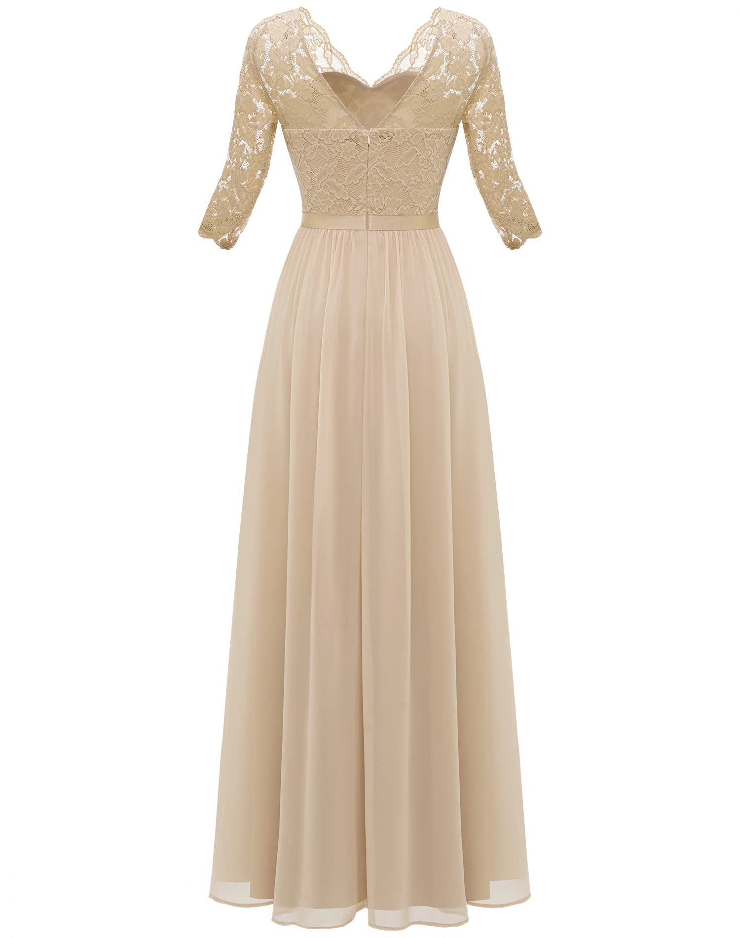 Elegant Lace Patchwork Long Slim Waist Elegant Gown Dress 38