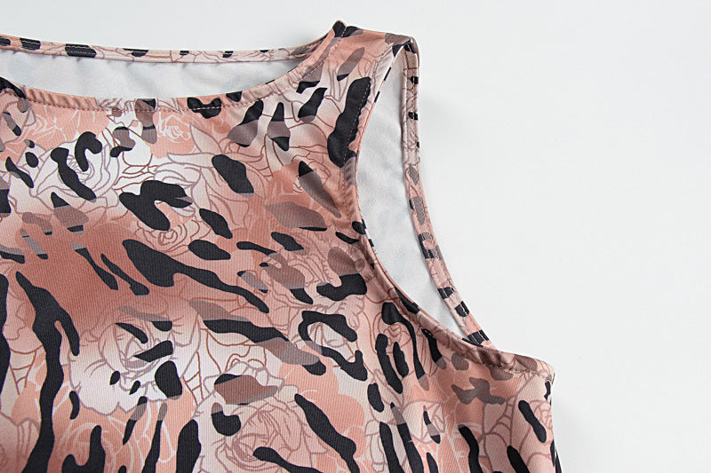 Women Summer Sexy Sleeveless Leopard Bodycon Dress 9