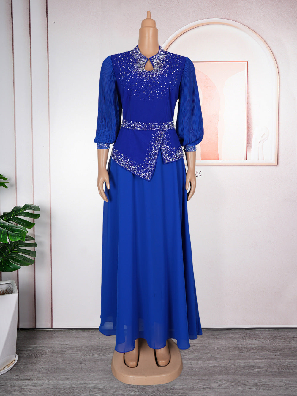 Career Women's Muslim Africa Beaded Fashion Plus Size Dress 10