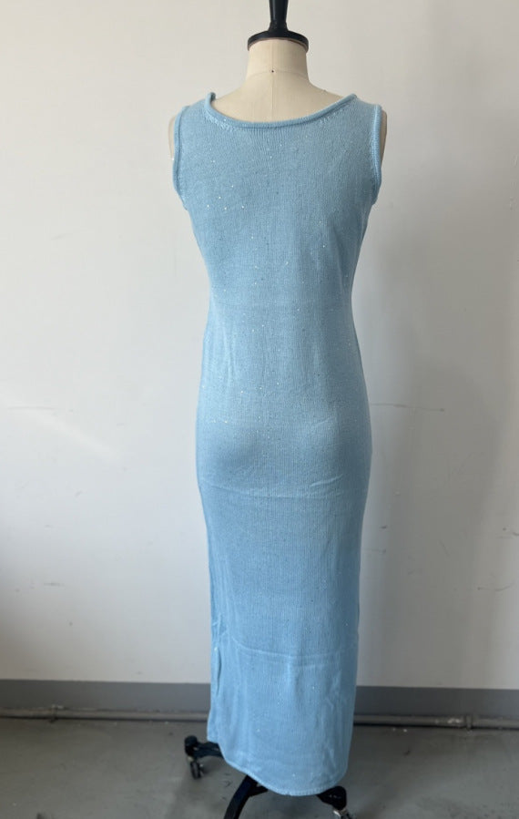 Summer Women's Sexy U-Neck Sleeveless Bodycon Long Dress 7