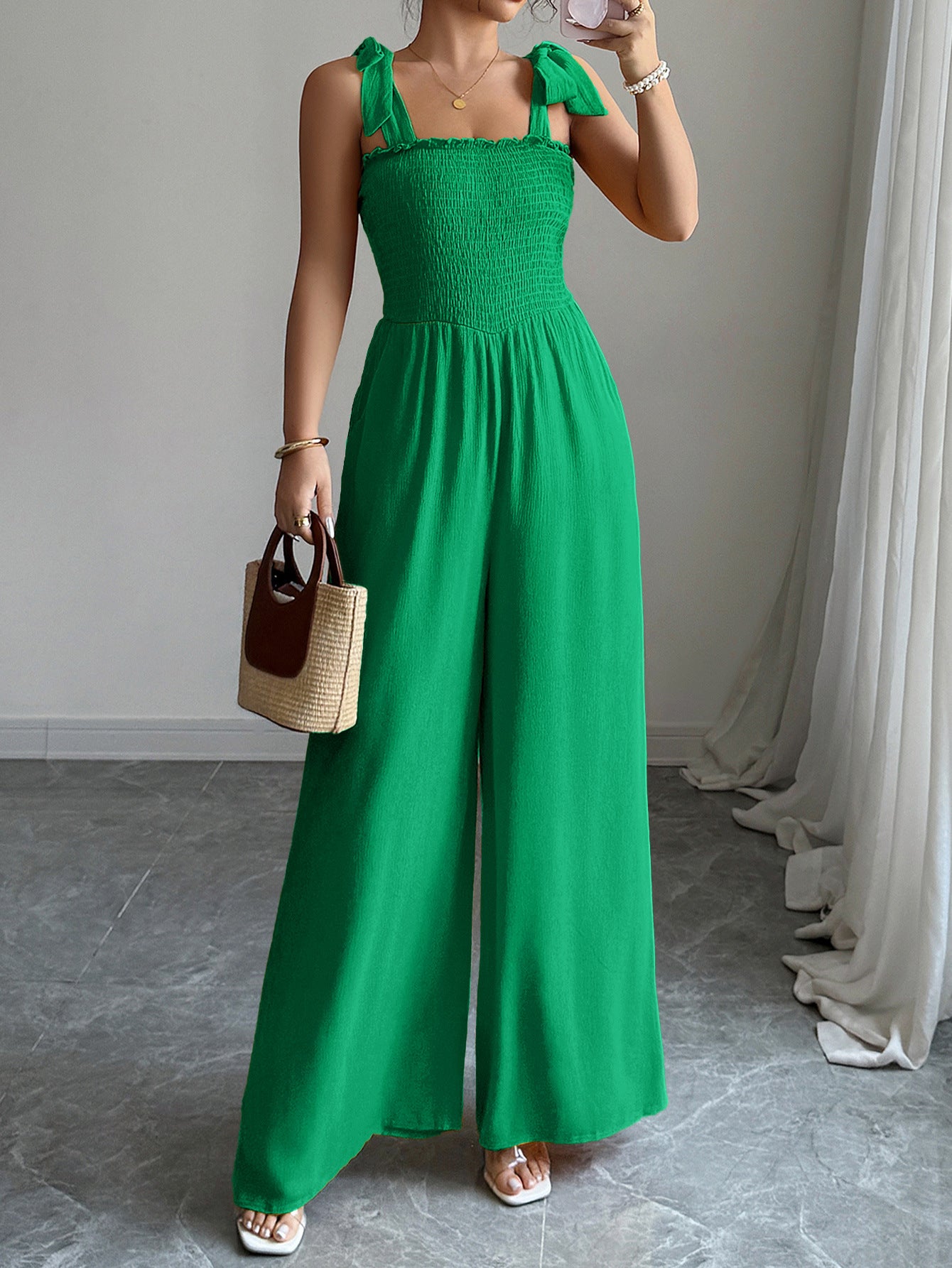 Women Casual suspender wide-leg jumpsuit 6