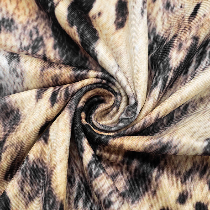 Women's Sexy Print Halter Neck Lace-Up Strapless Top with Slit Skirt Two-Piece Set 19