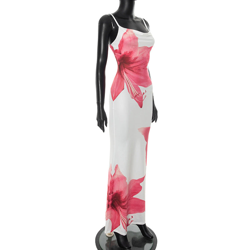 Women's Floral Low-Back Bodycon Long Dress 6