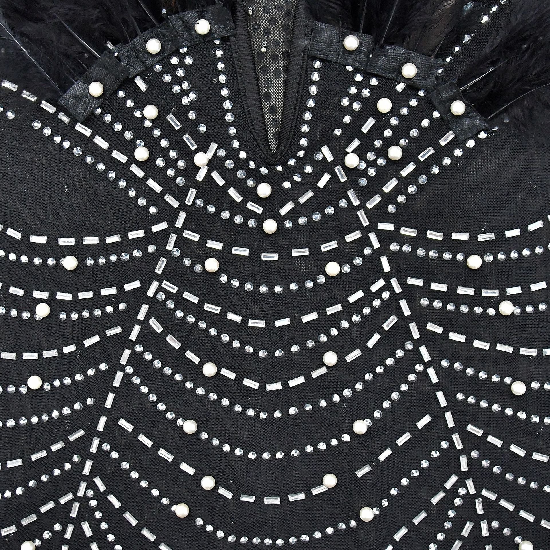 Fashion Women's Solid Color Mesh Beaded Feather Dress 27