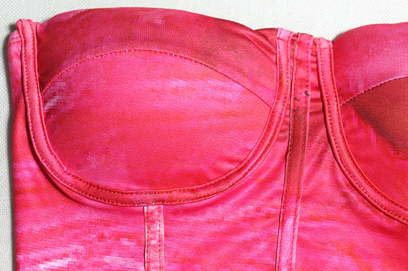 Summer Fashion Women's Sexy Printed Strapless Vest Skirt Trendy Two Piece Set 15