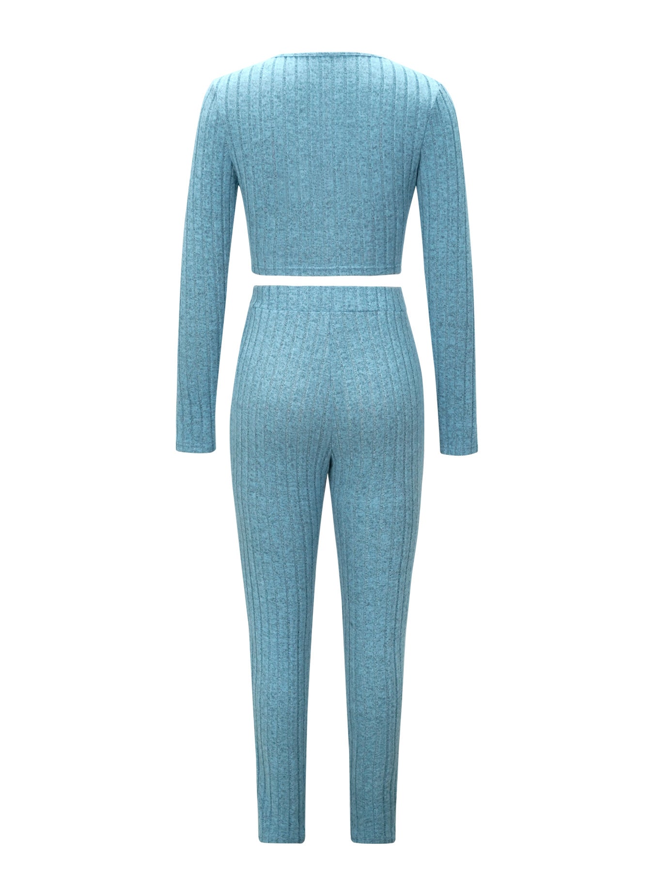 Women's Knit Long Sleeve Casual Two-Piece Pants Set 6