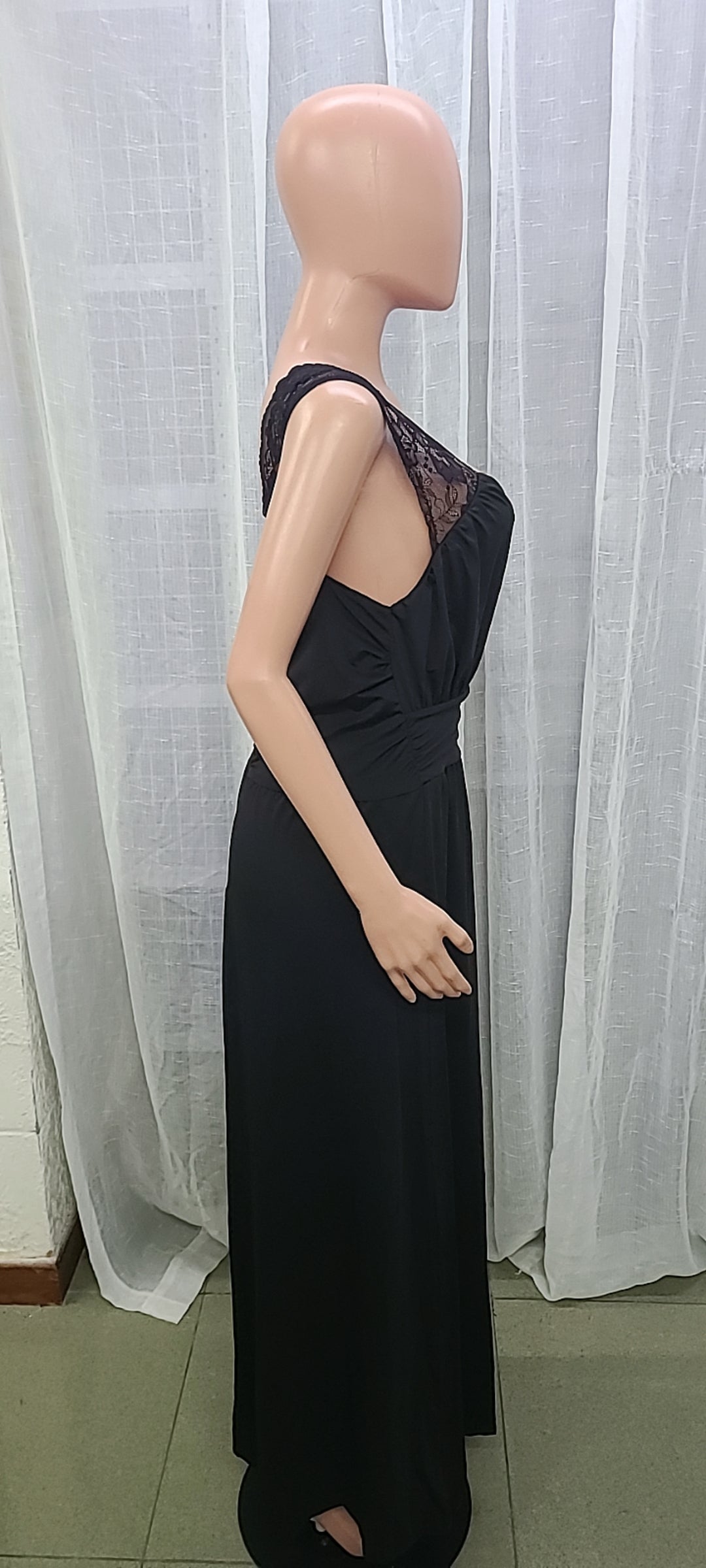 Women sleeveless lace backless slit dress 21