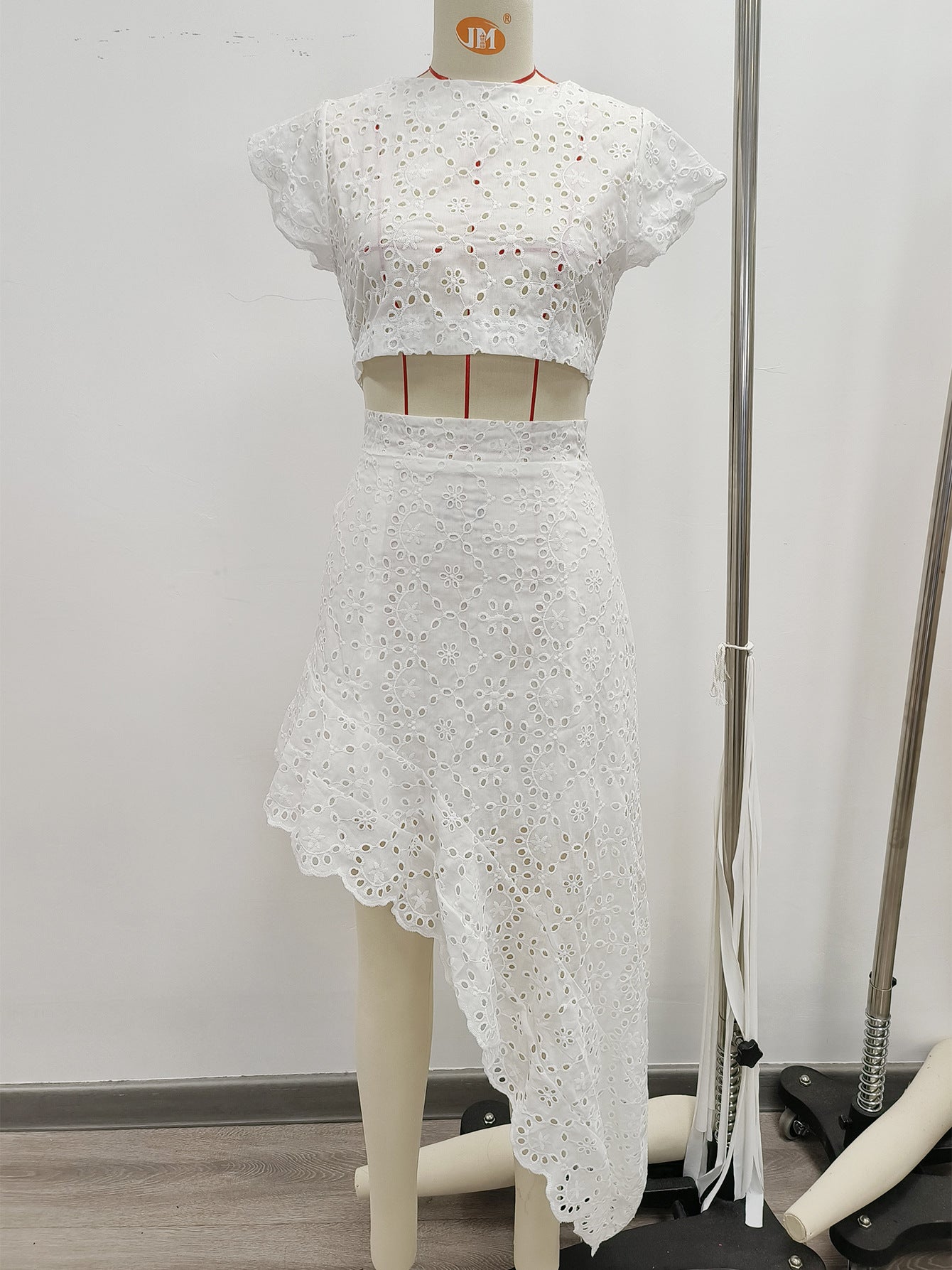 Lace sleeveless women's sexy Open Waist Holidays asymmetric Two Pieces skirt set 6