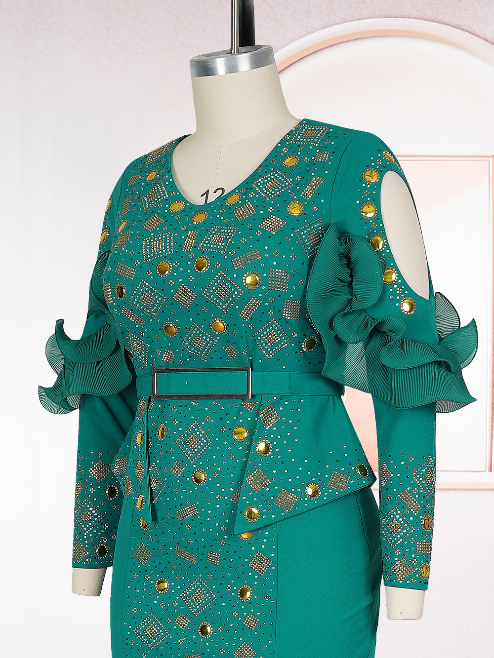 African Women's Plus Size Chic Elegant Fashion Beaded Formal Party Bodycon Dress Evening Gown 15