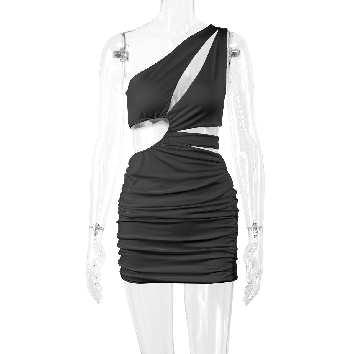 Women Sexy Slash Shoulder Hollow Bodycon Dress 7