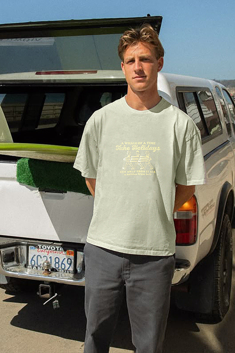 Men Summer Holidays Print American Street Round Neck Short Sleeve Top 3