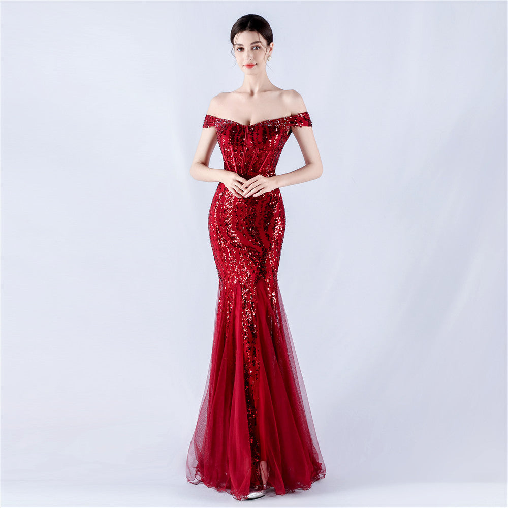 Women Evening Dress Beaded Mesh Beaded Evening Dress 12
