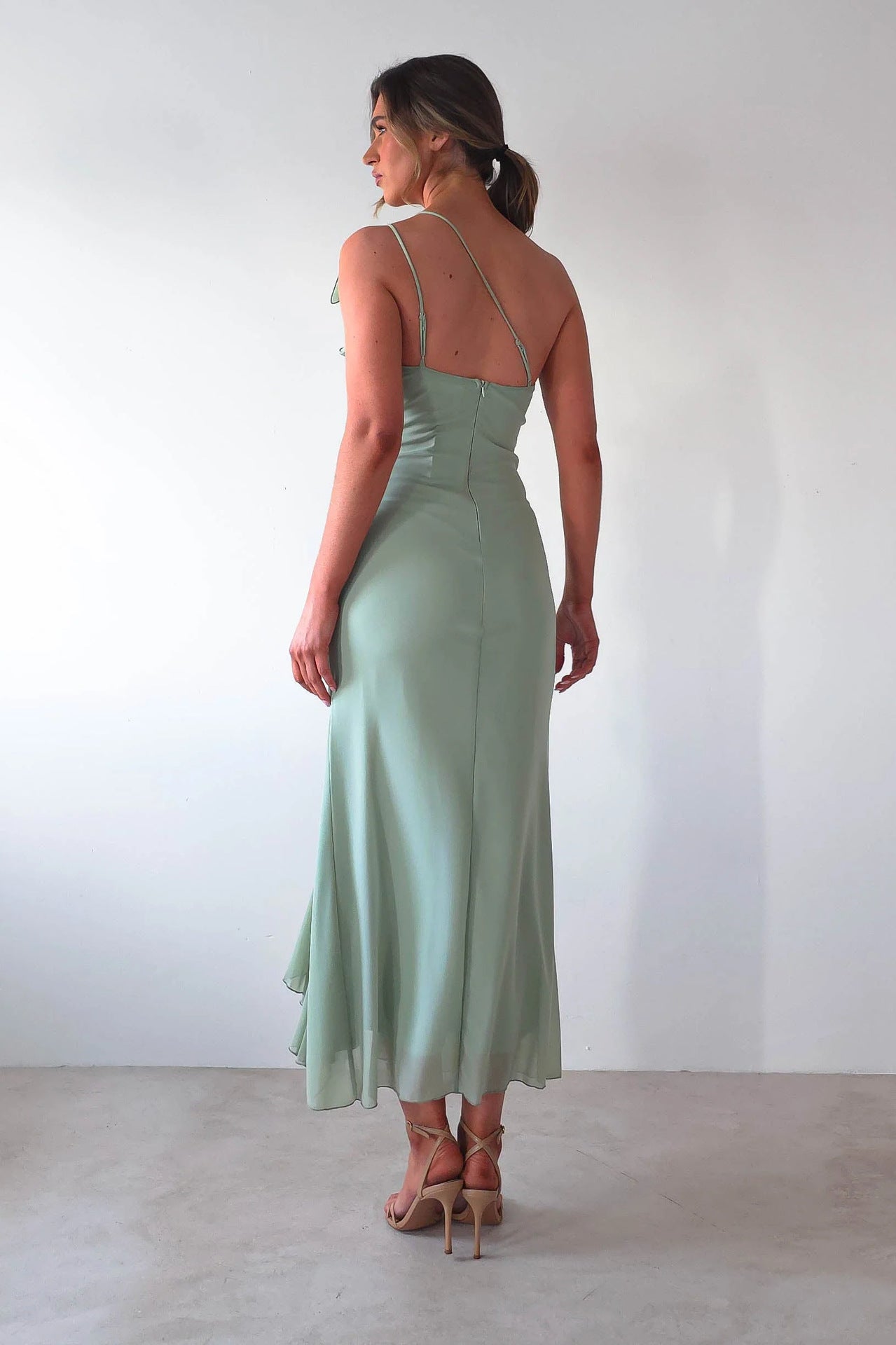 Summer Slash Shoulder Fashion Sexy Shirred High Slit Slim Dress 16