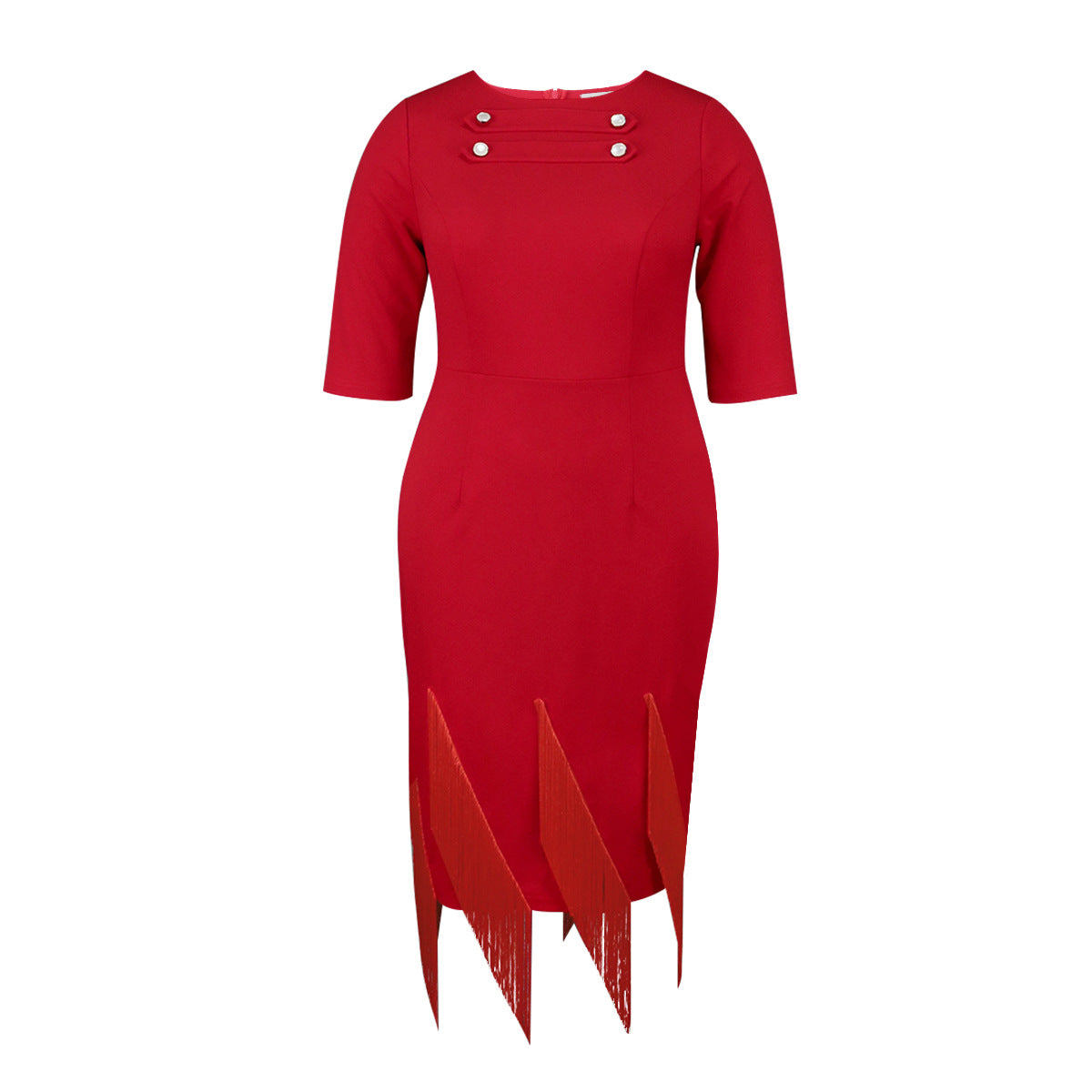 Spring Summer Fashion Tassel High Waist Formal Party Midi Dress