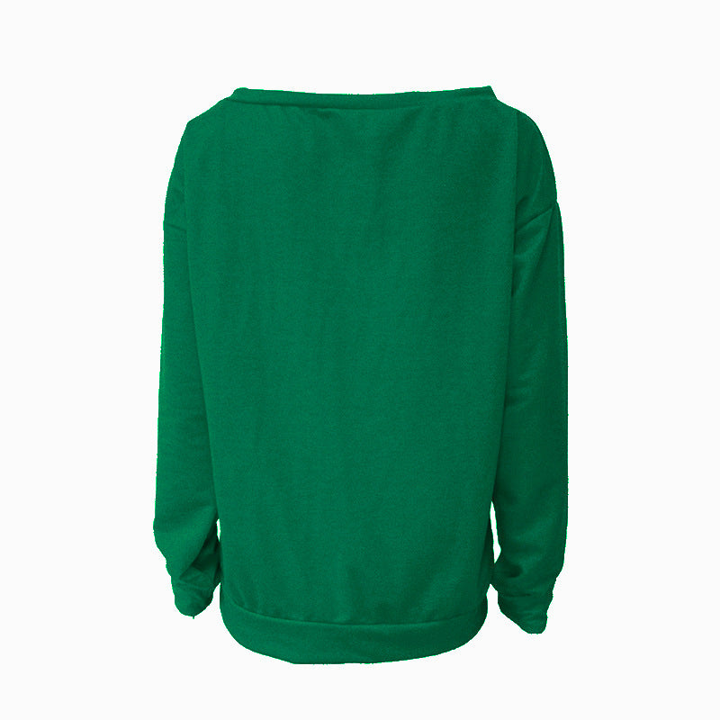 Love Letter Printed Long Sleeve T-Shirt Sexy Off-Shoulder Women's Top 26