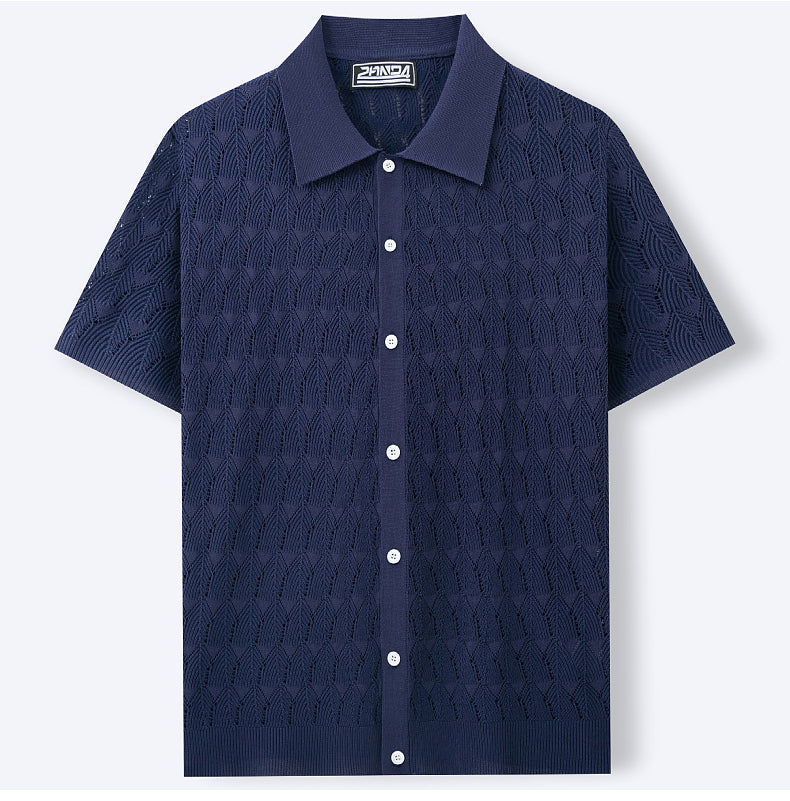 Men's Spring and summer knitting short-sleeved polo top 8