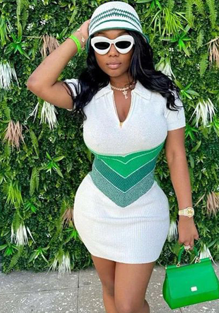 Women Casual V-neck short-sleeved printed dress