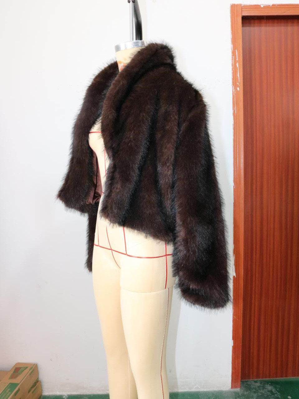 Women Fall/Winter Turndown Collar Pu-Leather Crop Jacket 11