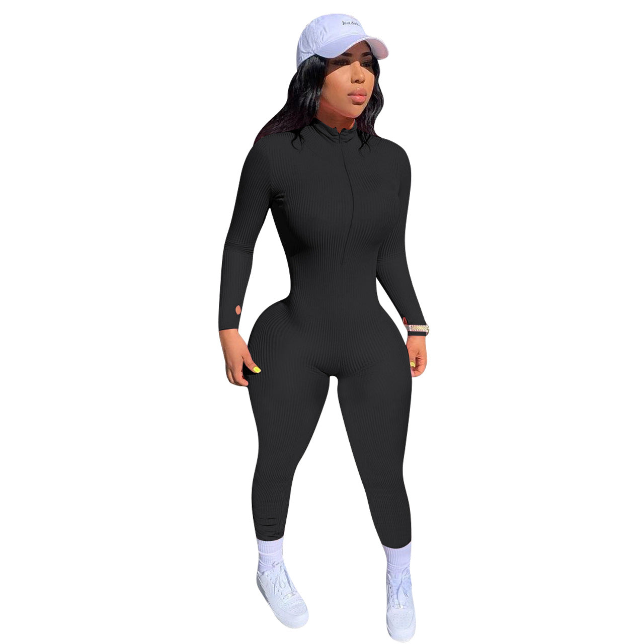 Women's Ribbed Casual Solid Color Jumpsuit 4