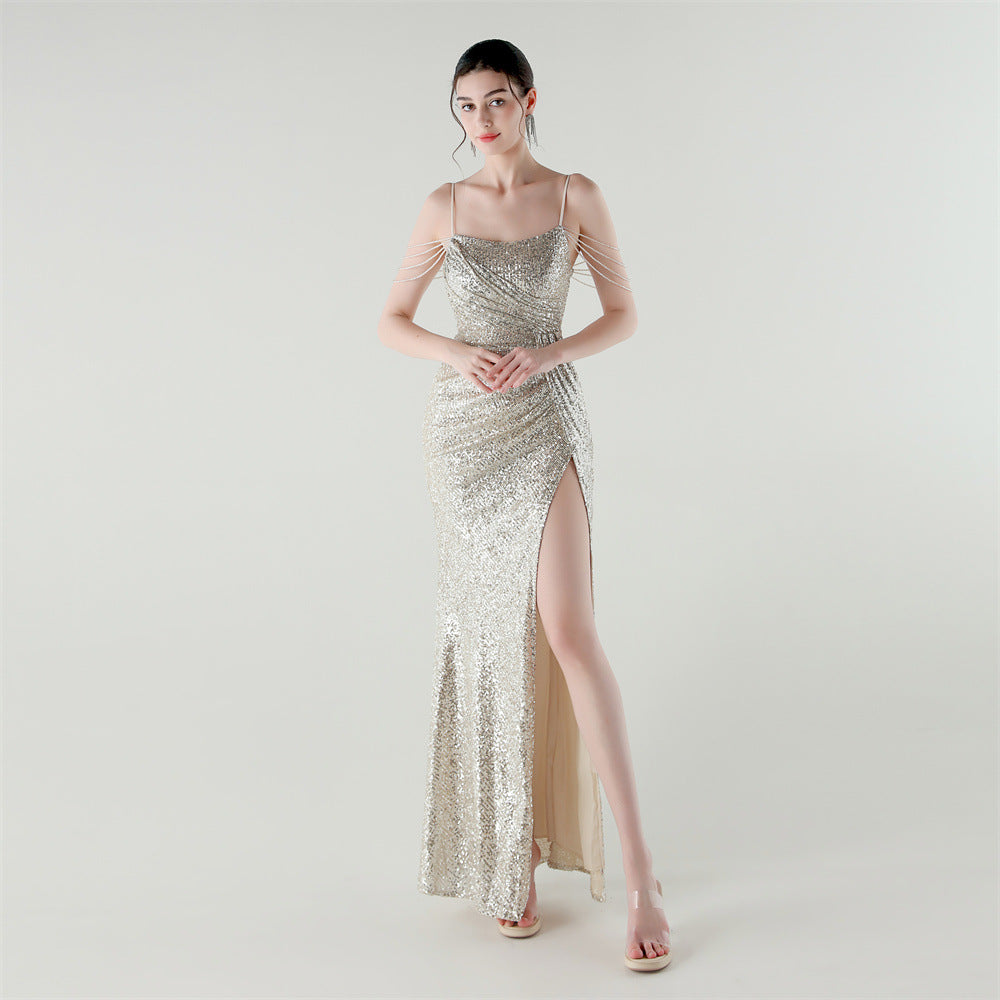 Sexy Low Back Fishtail Sequin Evening Dress 21