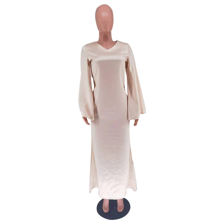 Women's Fashion Elegant Solid Color Satin Long Dress 18