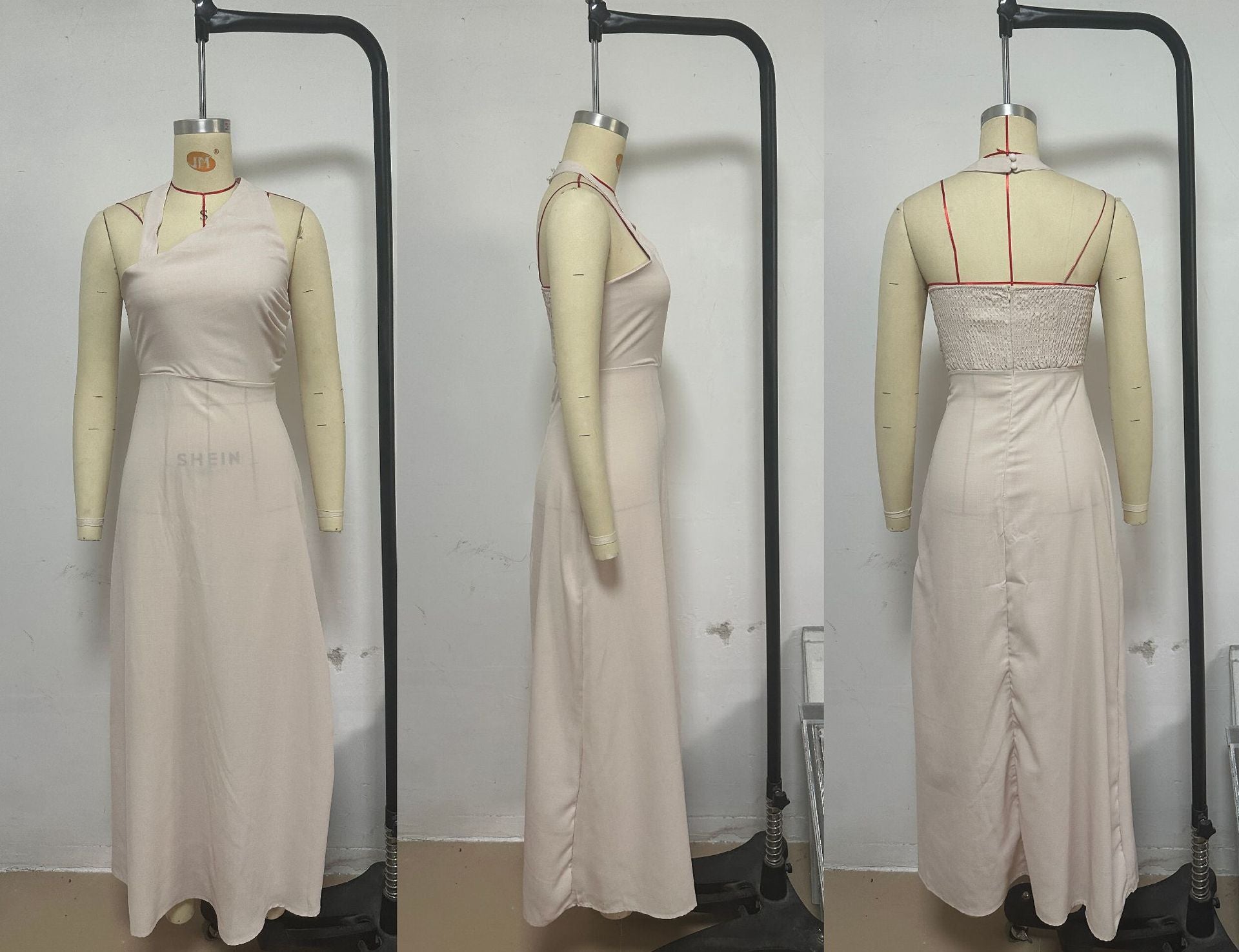 Women Summer Red Solid Sleeveless Backless Dress 7