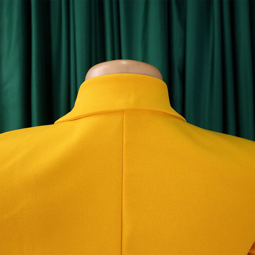 Plus Size Women's Fashion Turndown Collar Fashion Lace-Up Slim Waist Pleated African Dress 15