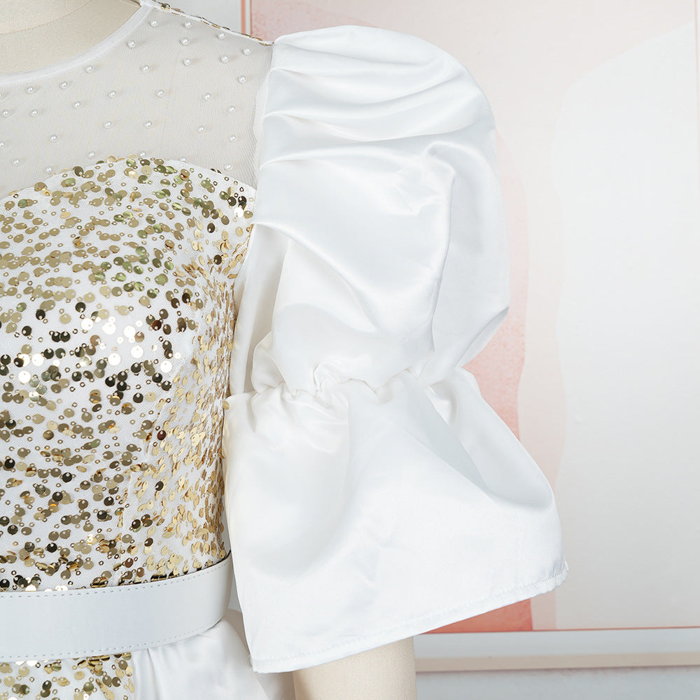 Plus Size Women's Autumn Sequin Mermaid Dress High Waist Party Evening Gown 18