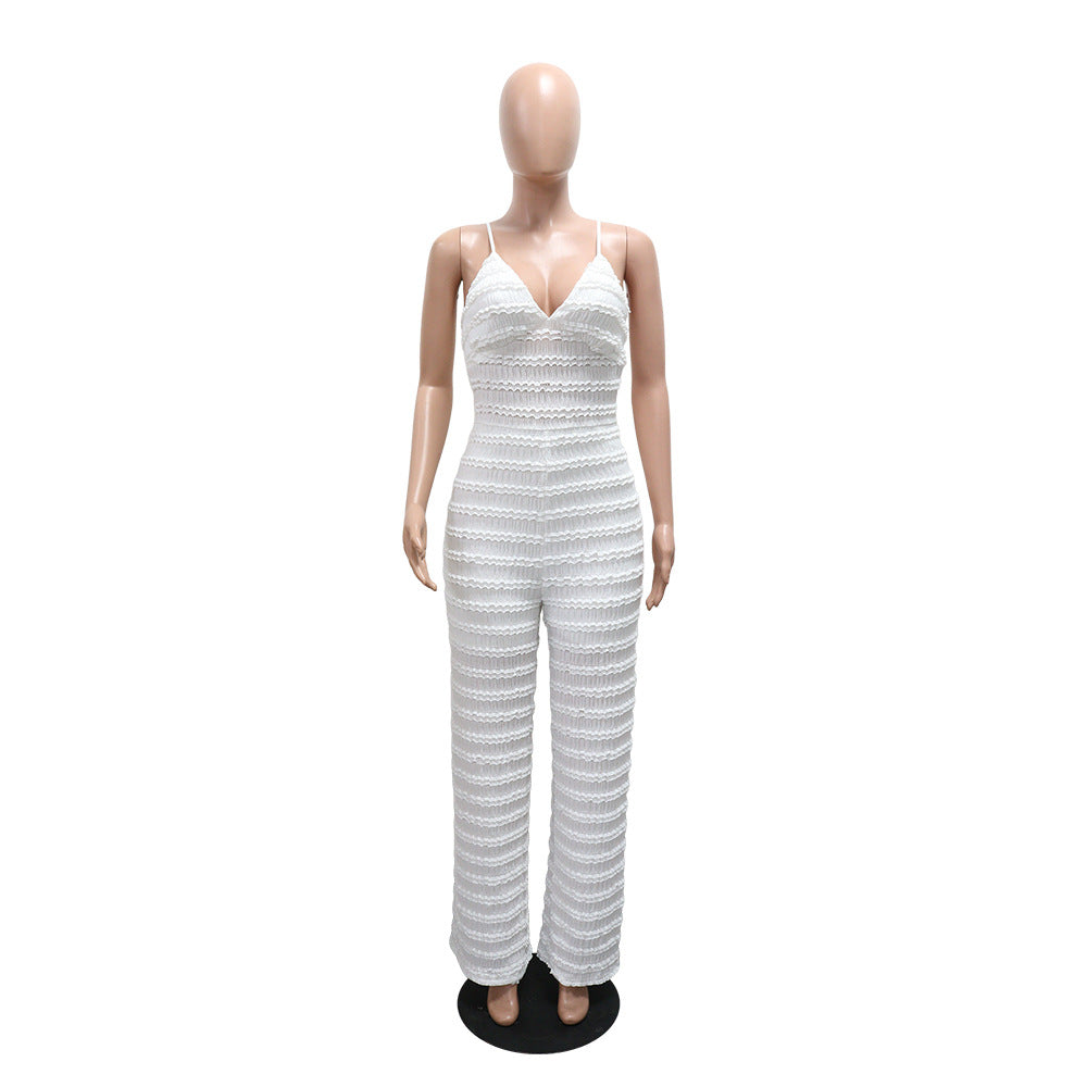 Sleeveless Strappy Wide-Leg Solid Color Slimming Jumpsuit for Women 3