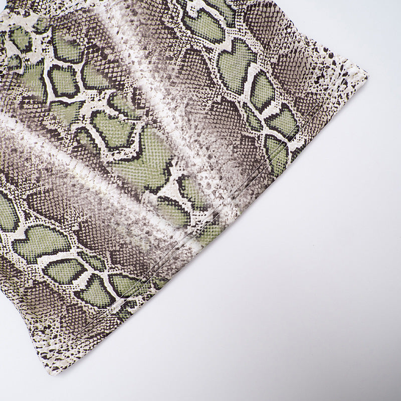 Women Fall Snake Print Halter Neck Sleeveless Top and Pants Two-Piece Set 13