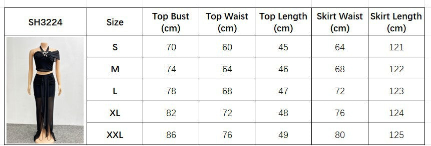 Fashion Women Sexy Halter One Shoulder Strapless Top Slit Skirt Two-Piece Set 11