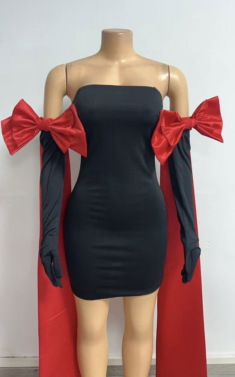 Women sexy off-shoulder bow party dress 6