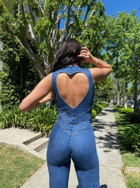 Women's Summer Slim Sleeveless Fashion Street High Waist Denim Jumpsuit 4
