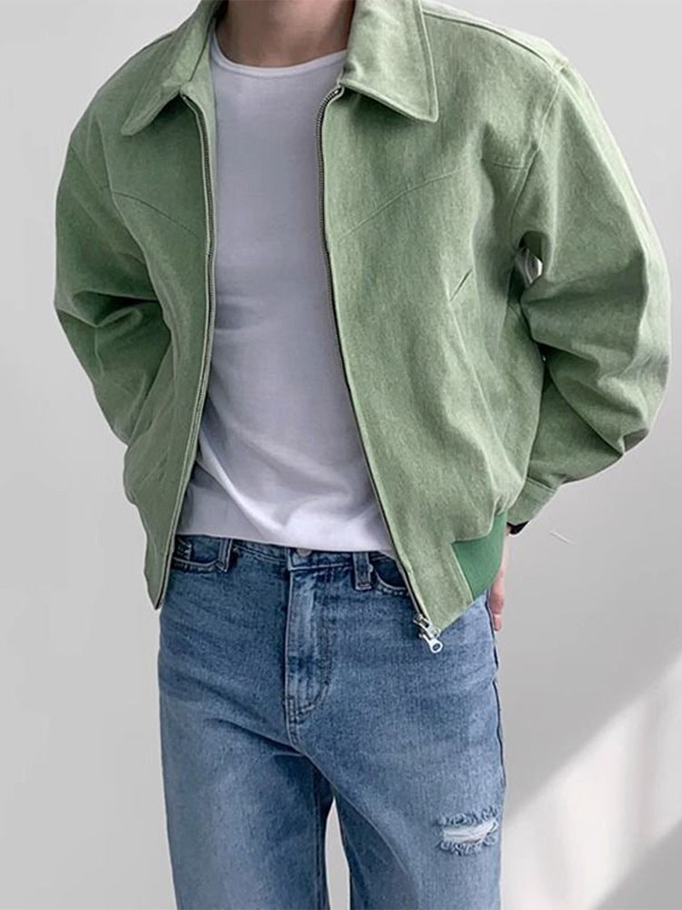 Stylish Casual Solid Color Zipper Turndown Collar Men's Jacket 3