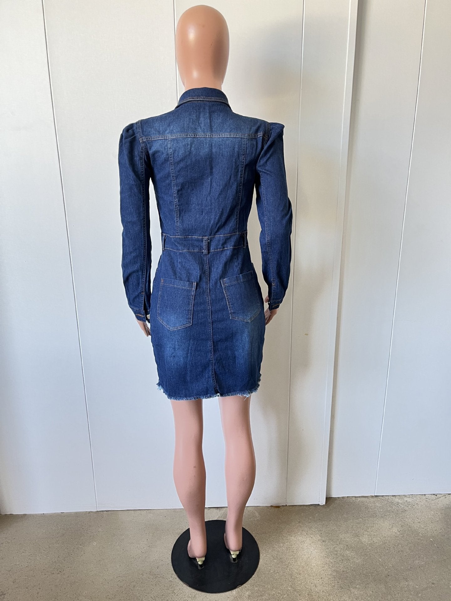 Sexy Fashion Women's Long Sleeve Denim Dress 10
