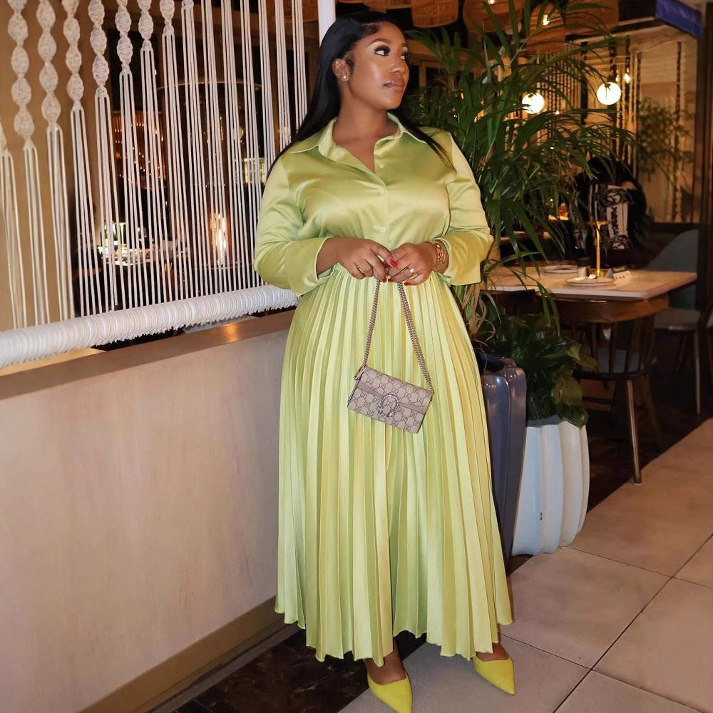 African Women summer long-sleeved pleated skirt two-piece set