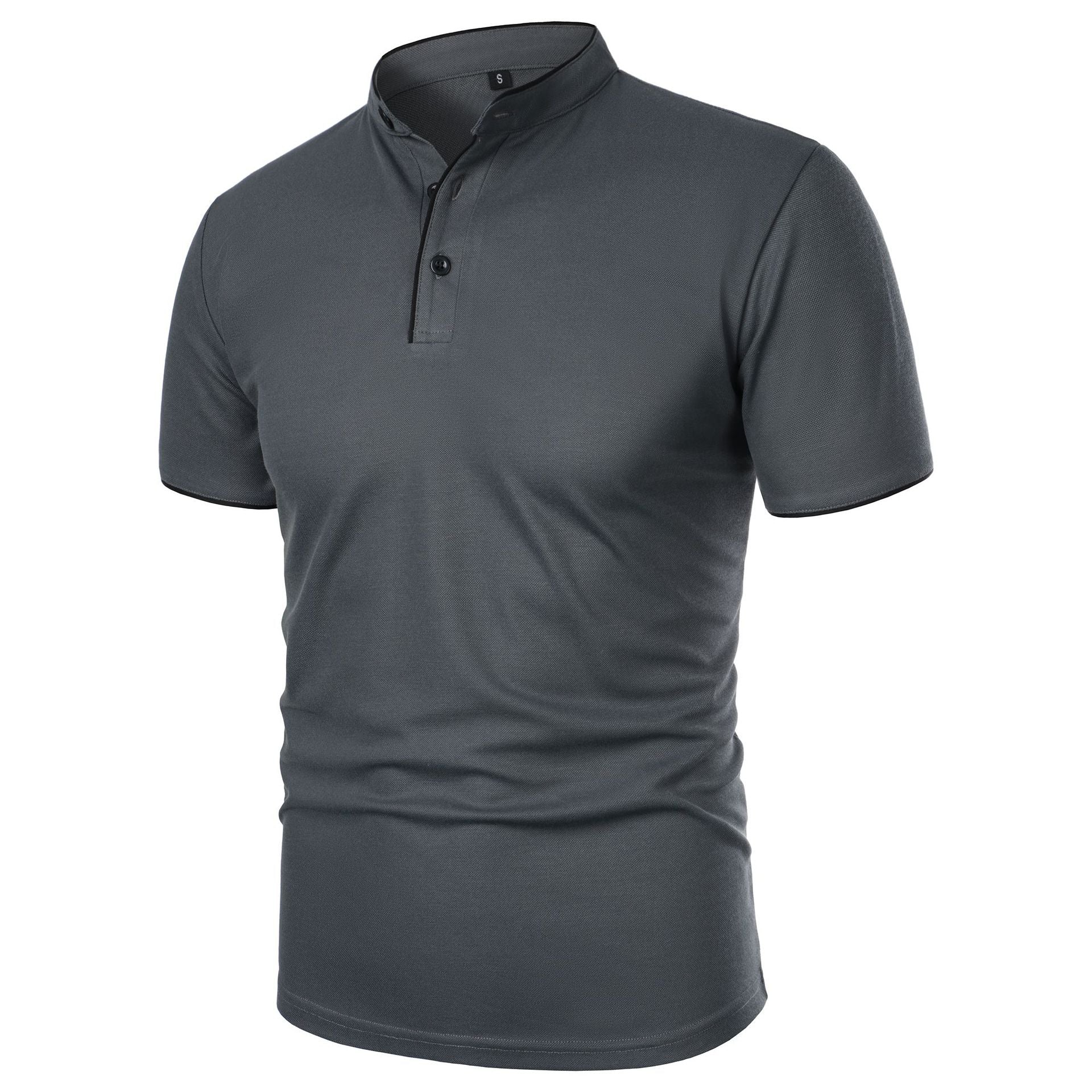 Men's Summer Solid Short Sleeve Polo T-shirt 23