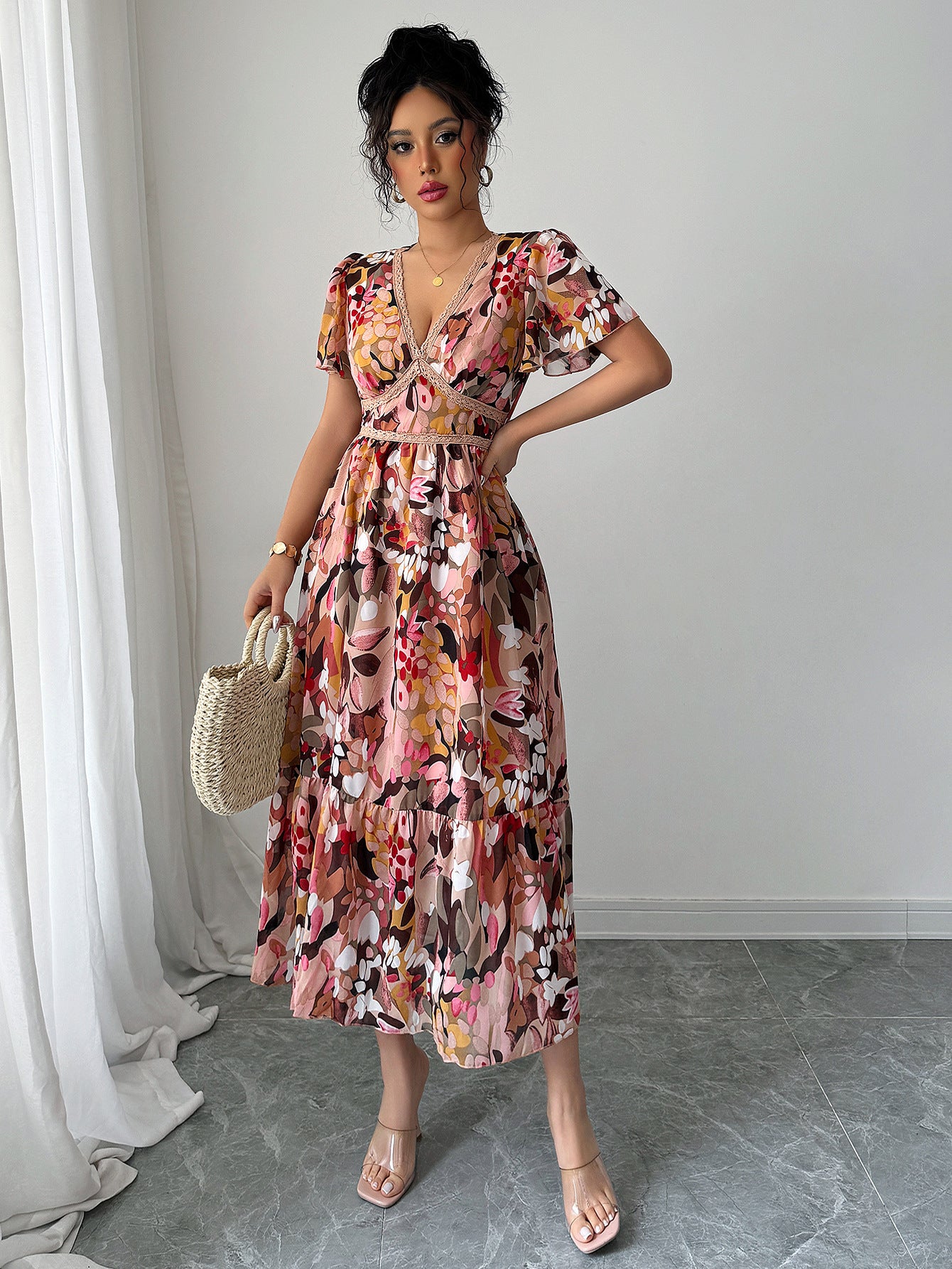 Women printed lace dress 4