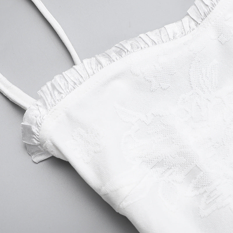 Summer Sexy Fashionable Jacquard Strap Low Back Mermaid Long Dress 9