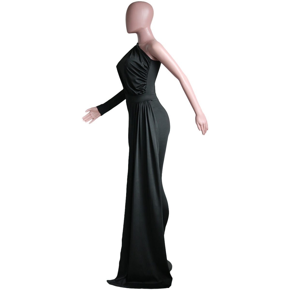 Women Slash Shoulder Irregular Solid Color Jumpsuit 20