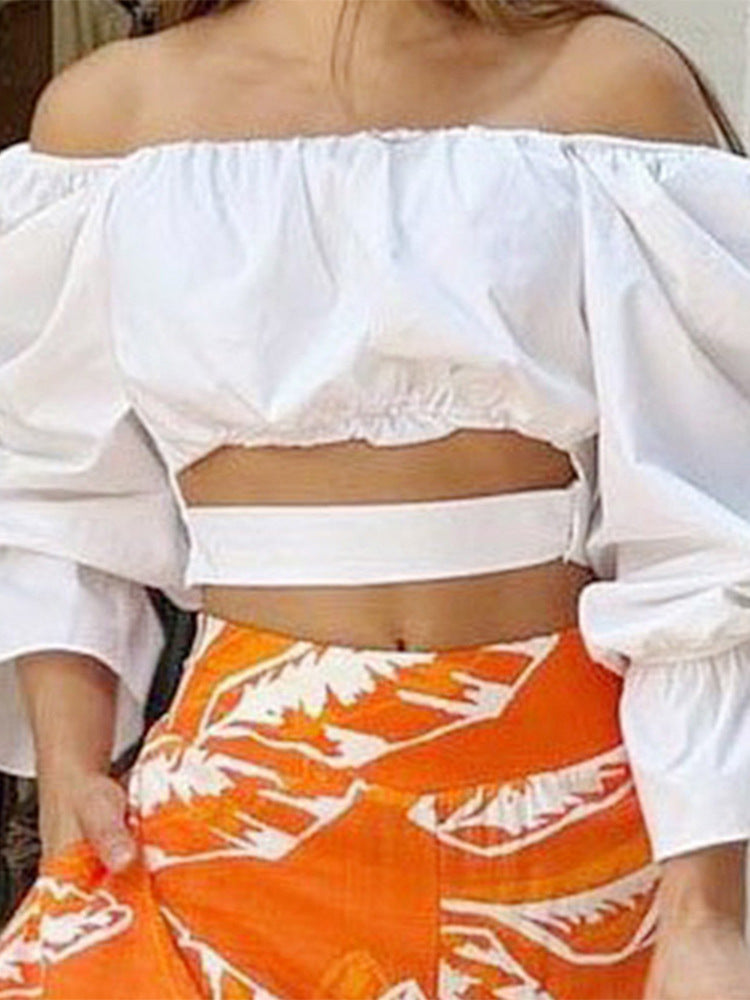 Sexy Off Shoulder Top Ruffle Edge Pants 4