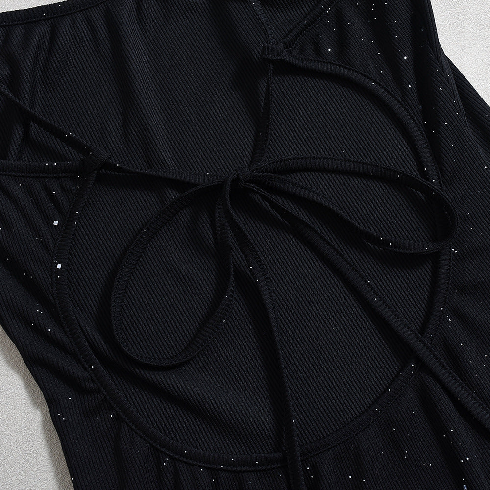 Summer Slimming Lace-Up Low Back Beaded Strap Dress for Women 11